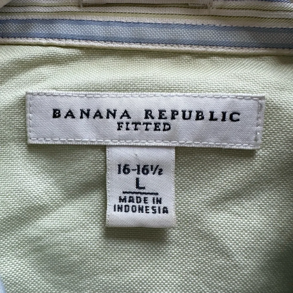 Banana Republic Fitted Blue White Striped Dress Shirt Men’s L 16–16½